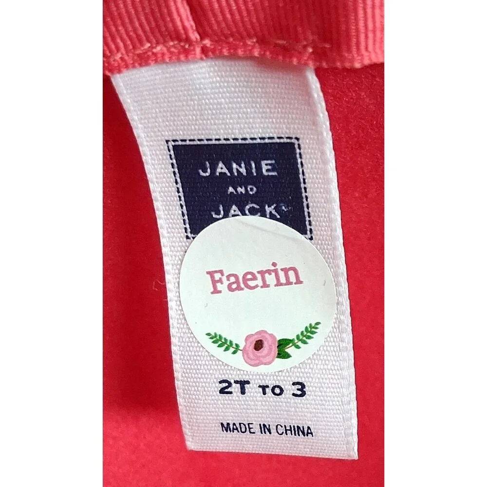 Janie and Jack Faerin Girls 2T-3 Pink Cloche Felt Hat Ribbon Bow